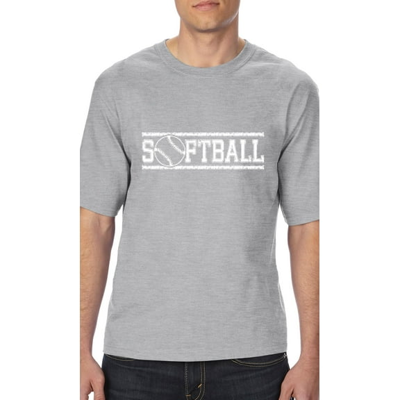 Normal is Boring - Big Men's T-Shirt, up to Tall Size 3XLT - Softball with Ball
