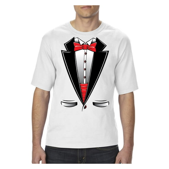 Normal is Boring - Big Men's T-Shirt, up to Tall Size 3XLT - Tuxedo Prom Costume