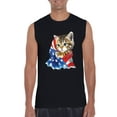 thumbnail image 1 of Normal is Boring - Men's Graphic T-Shirt Sleeveless, up to Men Size 3XL - American Flag 4th of July Kitty, 1 of 5