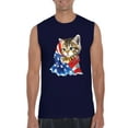 thumbnail image 1 of Normal is Boring - Men's Graphic T-Shirt Sleeveless, up to Men Size 3XL - American Flag 4th of July Kitty, 1 of 5