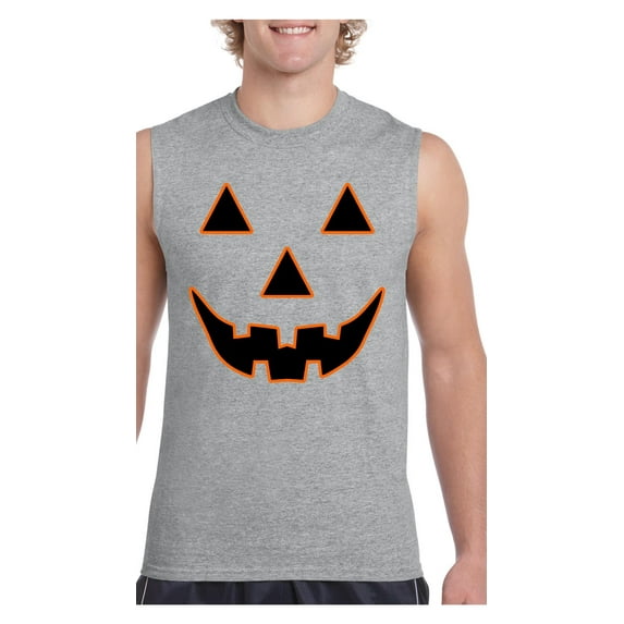Normal is Boring - Men's Graphic T-Shirt Sleeveless, up to Men Size 3XL - Halloween Costume Pumpkin Face