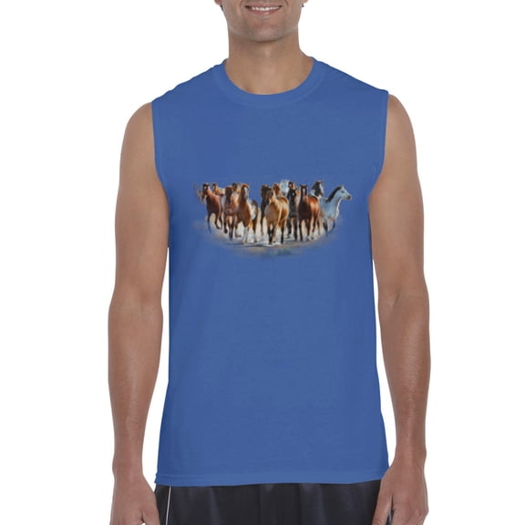 Normal is Boring - Men's Graphic T-Shirt Sleeveless, up to Men Size 3XL - Horses Herd