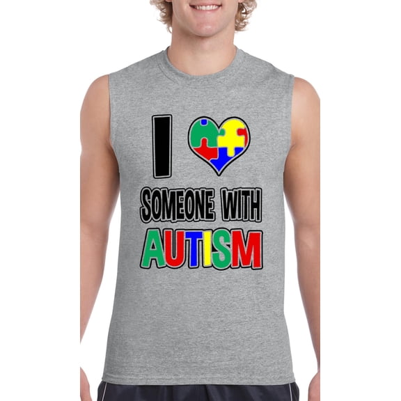 Normal is Boring - Men's Graphic T-Shirt Sleeveless, up to Men Size 3XL - I Love Someone With Autism