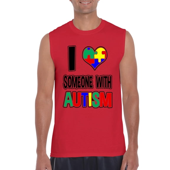 Normal is Boring - Men's Graphic T-Shirt Sleeveless, up to Men Size 3XL - I Love Someone With Autism