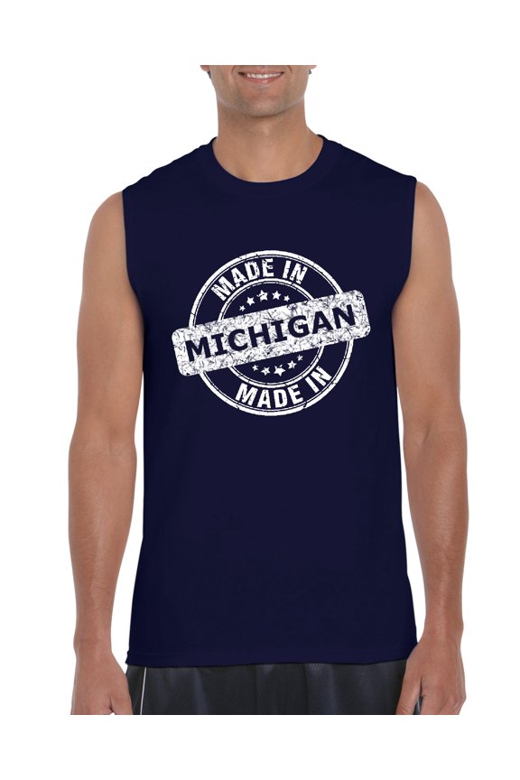 - Men's Graphic T-Shirt Sleeveless, up to Men Size 3XL - Michigan Made