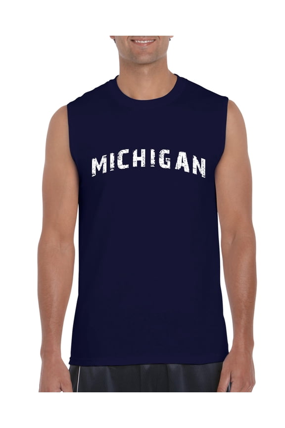 - Men's Graphic T-Shirt Sleeveless, up to Men Size 3XL - Michigan