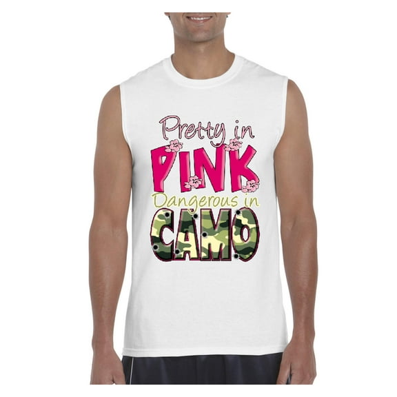 Normal is Boring - Men's Graphic T-Shirt Sleeveless, up to Men Size 3XL - Pretty in Pink Dangerous in Camo