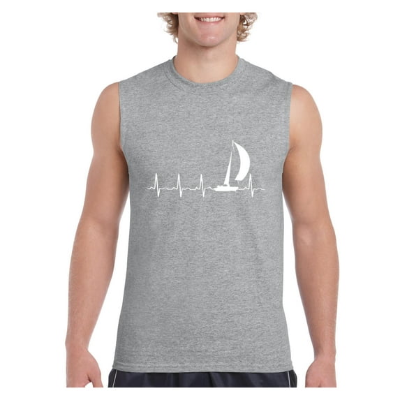 NIB - Men's Graphic T-Shirt Sleeveless - Sailing Heartbeat