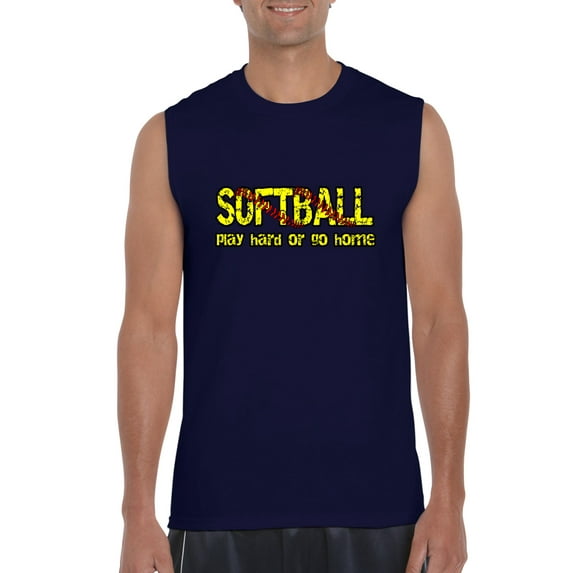 Normal is Boring - Men's Graphic T-Shirt Sleeveless, up to Men Size 3XL - Softball Play Hard or Go Home