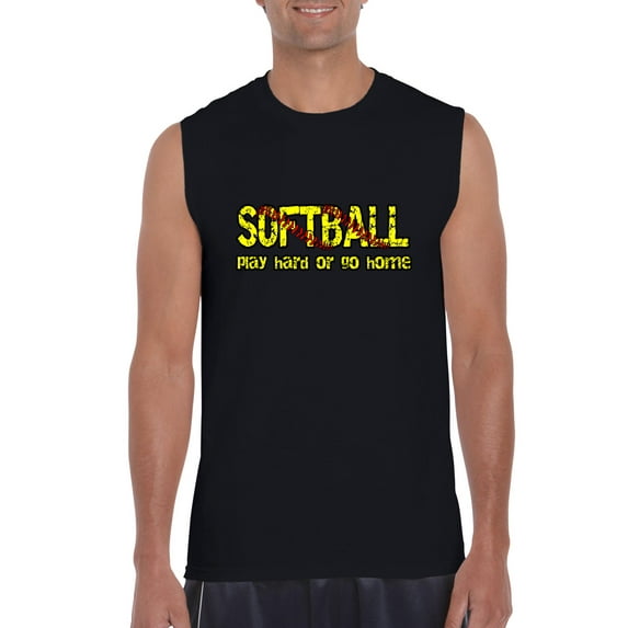 Normal is Boring - Men's Graphic T-Shirt Sleeveless, up to Men Size 3XL - Softball Play Hard or Go Home