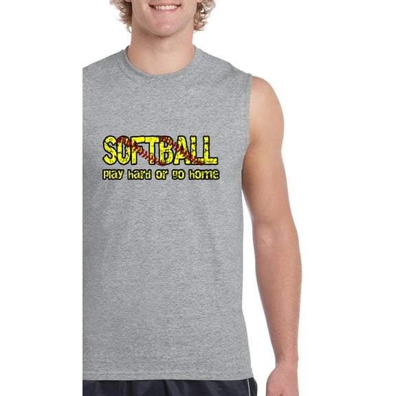 Normal is Boring - Men's Graphic T-Shirt Sleeveless, up to Men Size 3XL - Softball Play Hard or Go Home