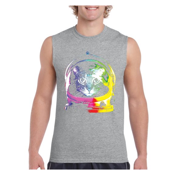 Normal is Boring - Men's Graphic T-Shirt Sleeveless, up to Men Size 3XL - Space Cat