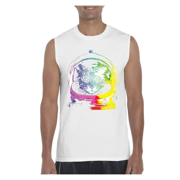 Normal is Boring - Men's Graphic T-Shirt Sleeveless, up to Men Size 3XL - Space Cat