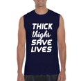 thumbnail image 1 of Normal is Boring - Men's Graphic T-Shirt Sleeveless, up to Men Size 3XL - Thick Thighs Save Lives, 1 of 5