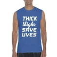 thumbnail image 1 of Normal is Boring - Men's Graphic T-Shirt Sleeveless, up to Men Size 3XL - Thick Thighs Save Lives, 1 of 2