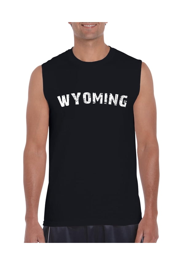 - Men's Graphic T-Shirt Sleeveless, up to Men Size 3XL - Wyoming