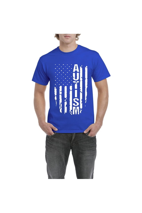 - Men's T-Shirt Short Sleeve, up to Men Size 5XL - Autism Flag