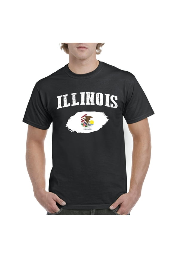 - Men's T-Shirt Short Sleeve, up to Men Size 5XL - IL Illinois Flag