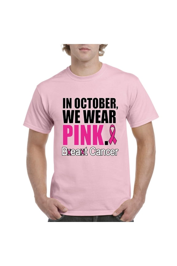 - Men's T-Shirt Short Sleeve, up to Men Size 5XL - In October We Wear Pink