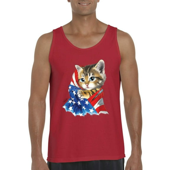 Normal is Boring - Men's Tank Top for Men, up to Men Size 3XL - American Flag 4th of July Kitty