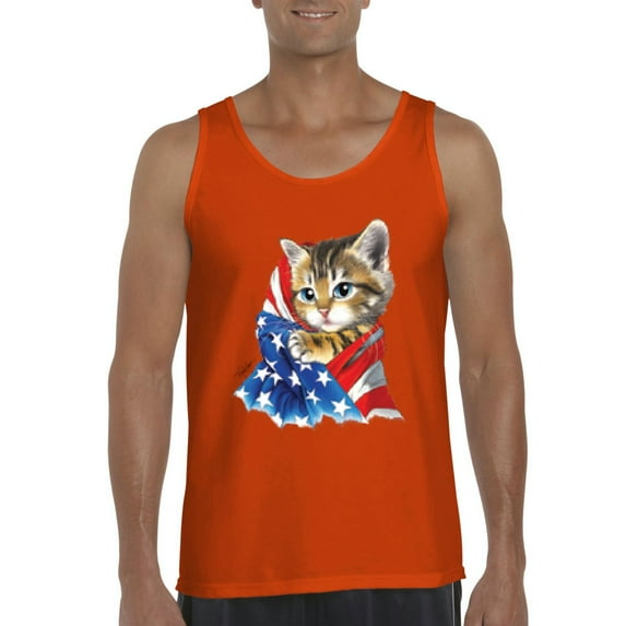 Normal is Boring - Men's Tank Top for Men, up to Men Size 3XL - American Flag 4th of July Kitty