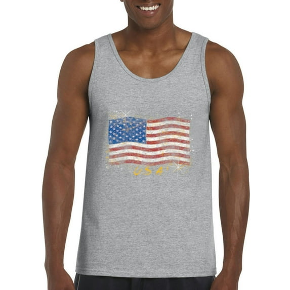 Normal is Boring - Men's Tank Top for Men, up to Men Size 3XL - American Flag USA in Gold