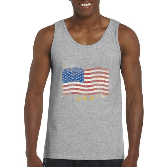Normal is Boring - Men's Tank Top for Men, up to Men Size 3XL - American Flag USA in Gold
