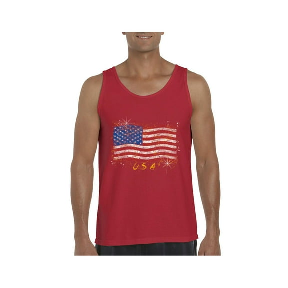 Normal is Boring - Men's Tank Top for Men, up to Men Size 3XL - American Flag USA in Gold
