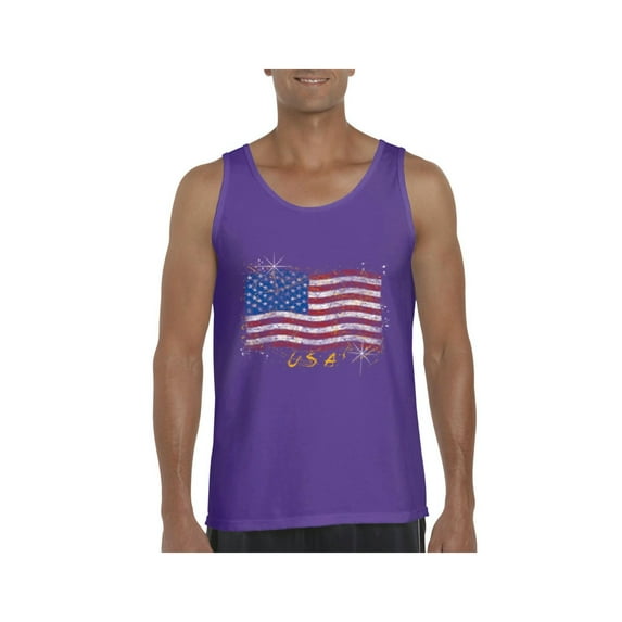 Normal is Boring - Men's Tank Top for Men, up to Men Size 3XL - American Flag USA in Gold