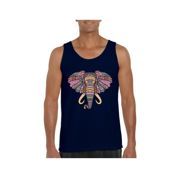 NIB - Men's Tank Top for Men - Elephant Mosaic
