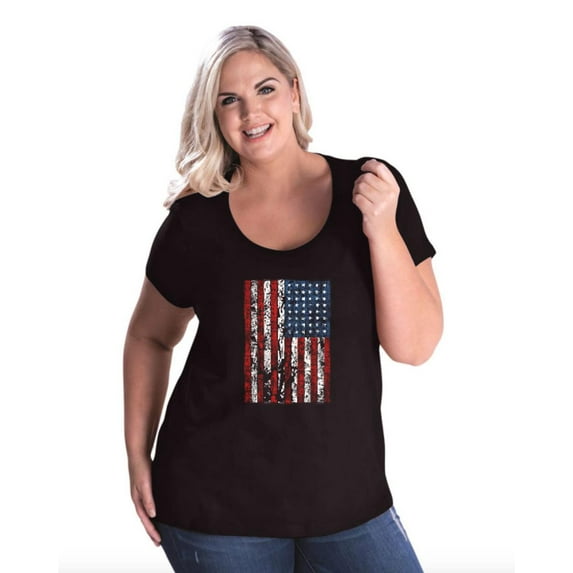 Normal is Boring - Women's Plus Size Curvy T-Shirt, up to Size 28 - American Flag 4th of July