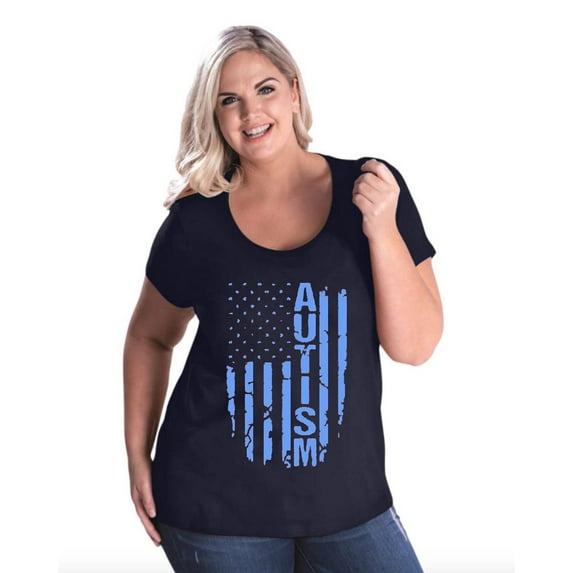 NIB - Women's Plus Size Curvy T-Shirt - Autism Flag