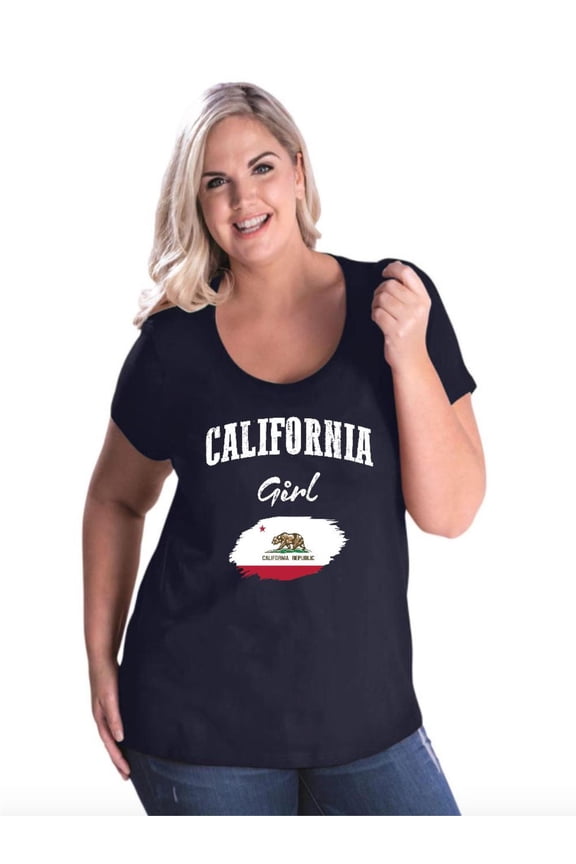- Women's Plus Size Curvy T-Shirt, up to Size 28 - California Girl
