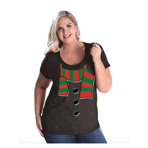 Normal is Boring - Women's Plus Size Curvy T-Shirt, up to Size 28 - Christmas Snowman Scarf