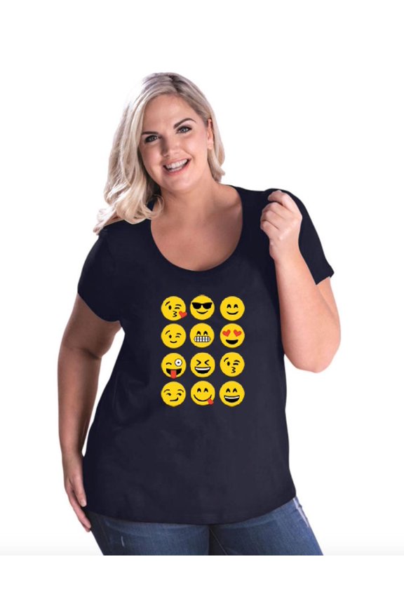 - Women's Plus Size Curvy T-Shirt, up to Size 28 - Emoji Group