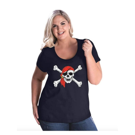 Normal is Boring - Women's Plus Size Curvy T-Shirt, up to Size 28 - Jolly Roger Skull & Crossbones