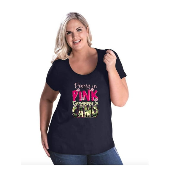 Normal is Boring - Women's Plus Size Curvy T-Shirt, up to Size 28 - Pretty in Pink Dangerous in Camo