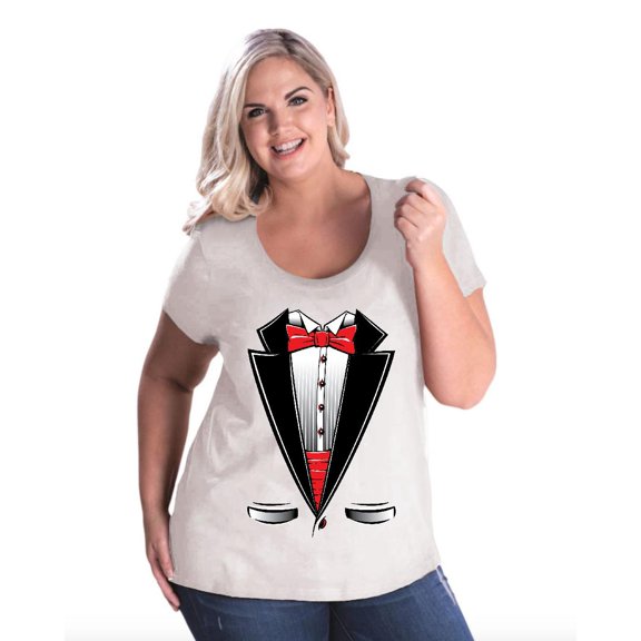 Normal is Boring - Women's Plus Size Curvy T-Shirt, up to Size 28 - Tuxedo Prom Costume