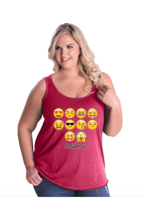 - Women's Plus Size Tank Top, up to Size 28 - Emoji Entourage