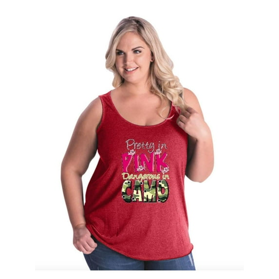 Normal is Boring - Women's Plus Size Tank Top, up to Size 28 - Pretty in Pink Dangerous in Camo