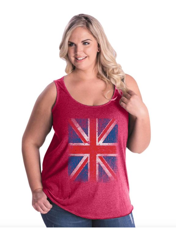 - Women's Plus Size Tank Top, up to Size 28 - Union Jack British Flag