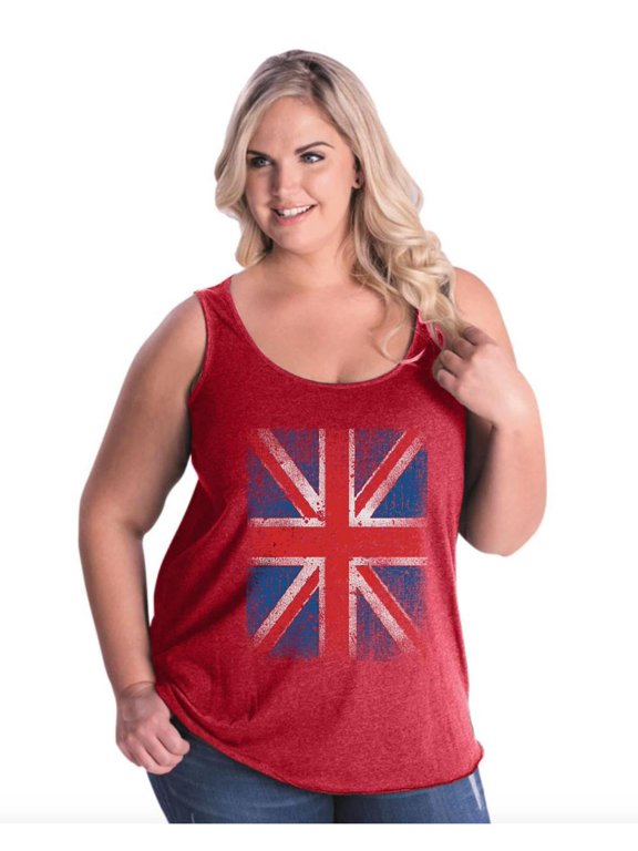 - Women's Plus Size Tank Top, up to Size 28 - Union Jack British Flag