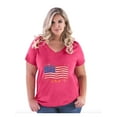thumbnail image 1 of Normal is Boring - Women's Plus Size V-neck T-Shirt, up to Size 28 - American Flag USA in Gold, 1 of 5