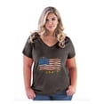 thumbnail image 1 of Normal is Boring - Women's Plus Size V-neck T-Shirt, up to Size 28 - American Flag USA in Gold, 1 of 5