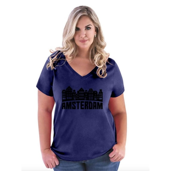 Normal is Boring - Women's Plus Size V-neck T-Shirt, up to Size 28 - Amsterdam