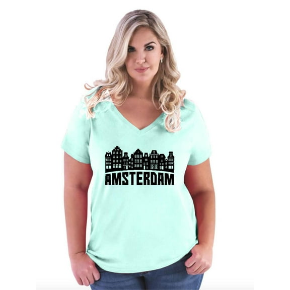 Normal is Boring - Women's Plus Size V-neck T-Shirt, up to Size 28 - Amsterdam