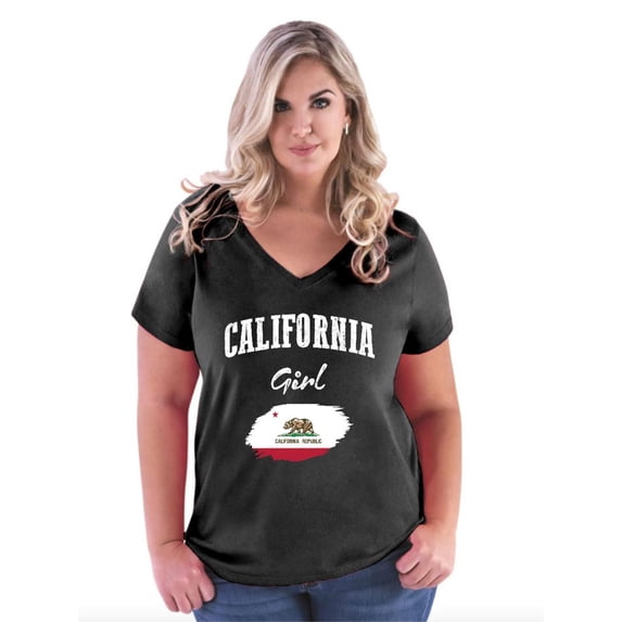 Normal is Boring - Women's Plus Size V-neck T-Shirt, up to Size 28 - California Girl