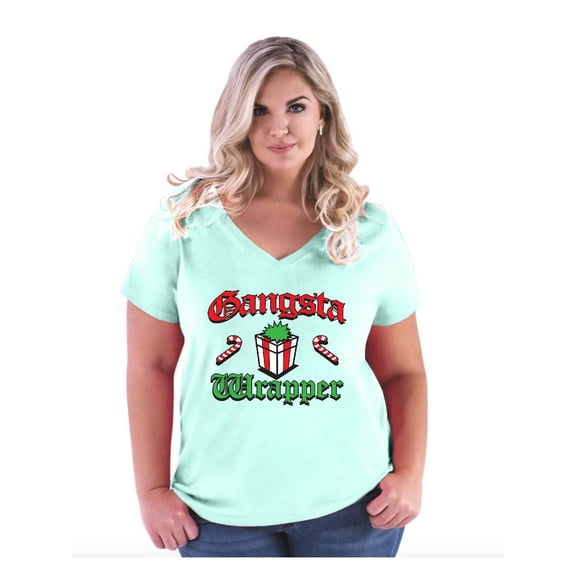 Normal is Boring - Women's Plus Size V-neck T-Shirt, up to Size 28 - Christmas Wrapper