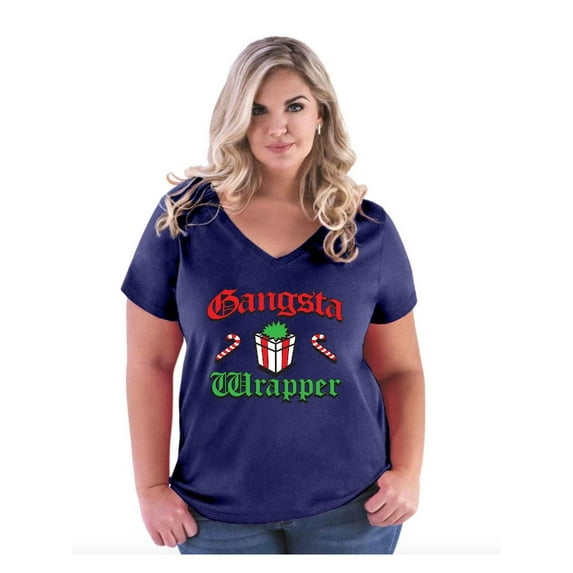 Normal is Boring - Women's Plus Size V-neck T-Shirt, up to Size 28 - Christmas Wrapper