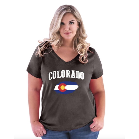 Normal is Boring - Women's Plus Size V-neck T-Shirt, up to Size 28 - Colorado Flag